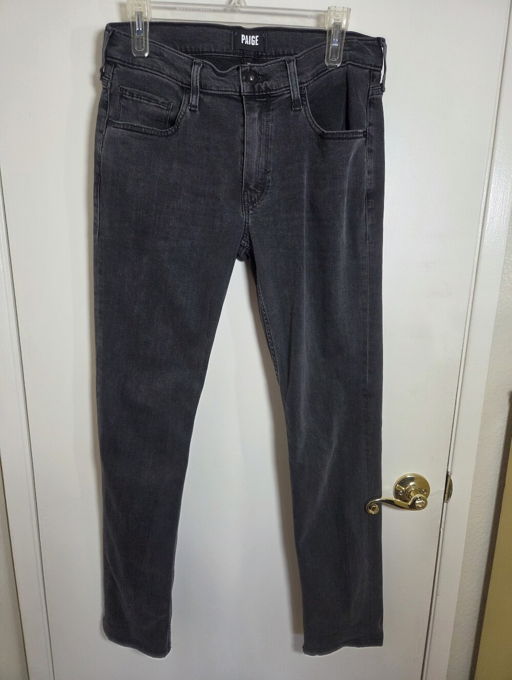 Paige Mens SIze 32 Normandie Slim Straight Black Jeans Made In USA
